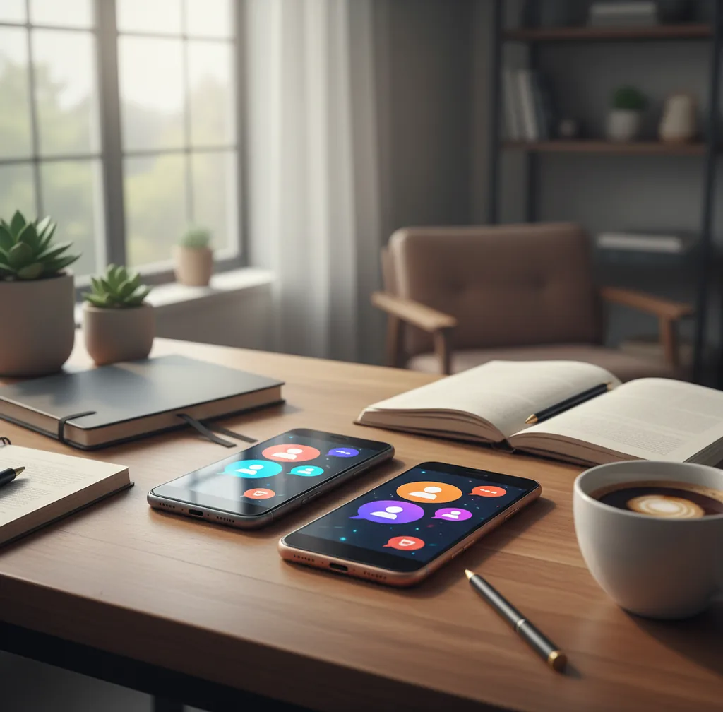Two iPhones on a desk comparing AI chat replies, notes, and model switches