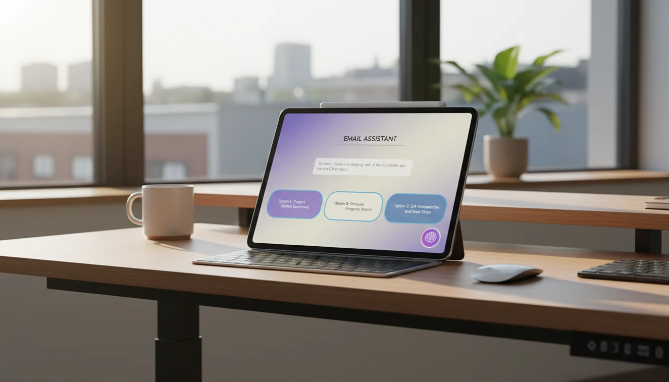 Personal AI helper interface for answering questions and drafting content