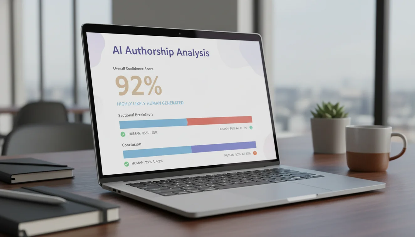 AI content detector checker showing detection confidence scores