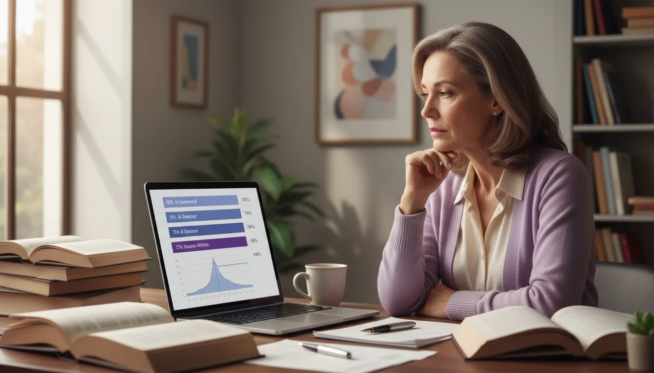 Detect AI text analysis results showing detailed breakdown