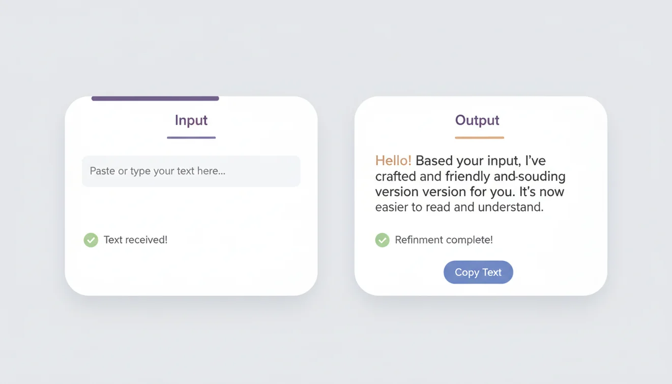 AI text humanizer interface showing humanized output results