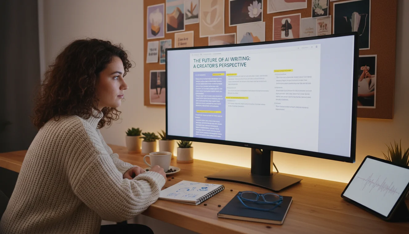 AI content creation with text generator showing multiple output formats