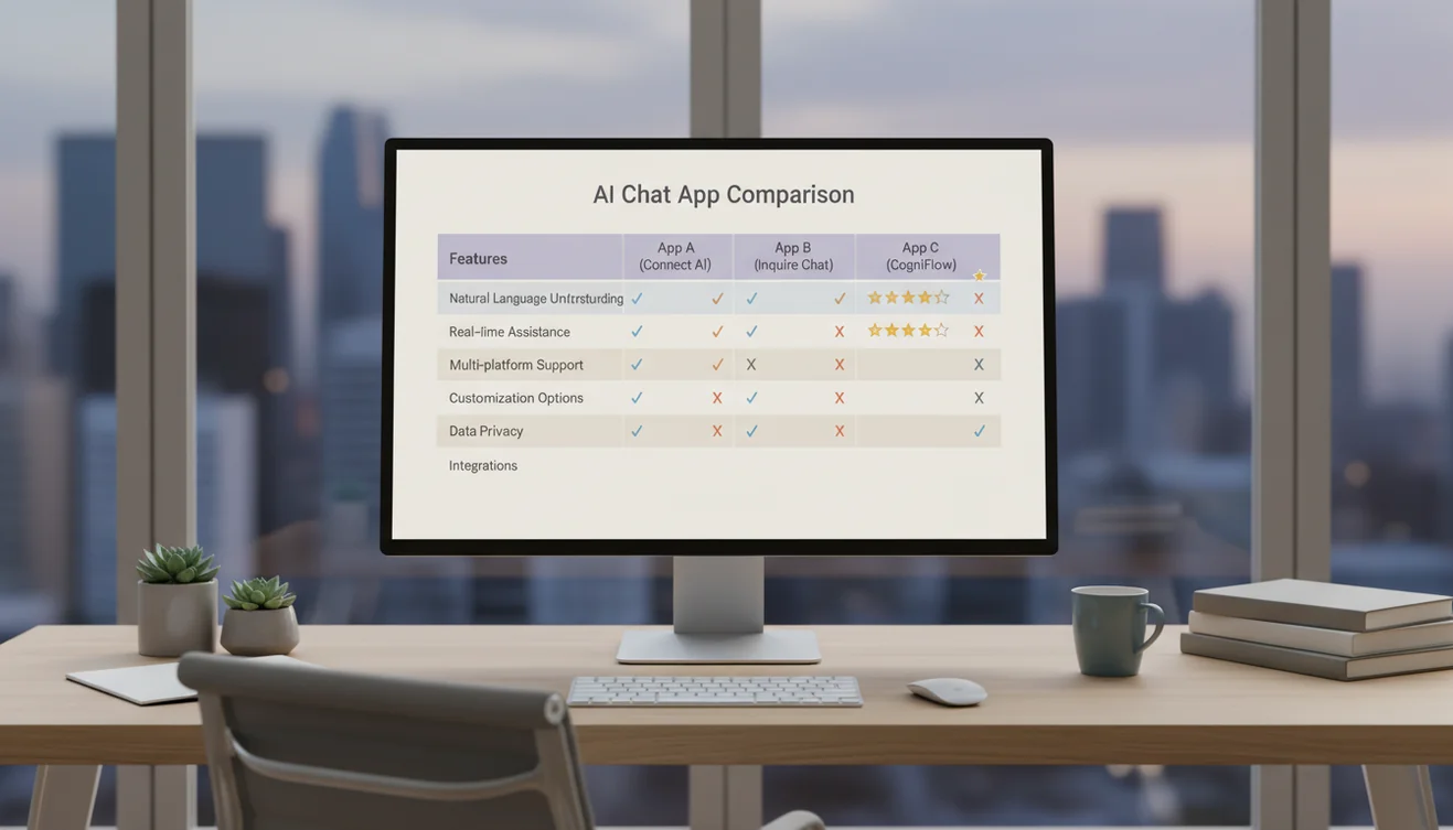 Top chat AI apps feature comparison table for 2026