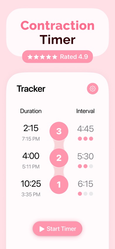 Contraction Timer & Tracker (Going Merry) screenshot from the App Store listing